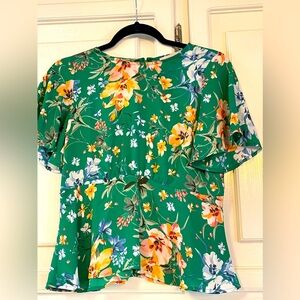 LOFT Green Floral Blouse